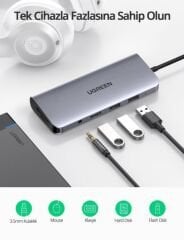 UGREEN 80133 10 in 1 4K UHD 100W USB-C Hub Çoklayıcı 5Gbps Veri Aktarımı