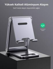 UGREEN 80708 LP263 4.7-7.9'' Çift Eksenli Ayarlanabilir Alüminyum Telefon Standı Gri - 2