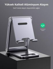 UGREEN 80708 LP263 4.7-7.9'' Çift Eksenli Ayarlanabilir Alüminyum Telefon Standı Gri - 2