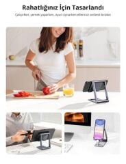 UGREEN 80708 LP263 4.7-7.9'' Çift Eksenli Ayarlanabilir Alüminyum Telefon Standı Gri