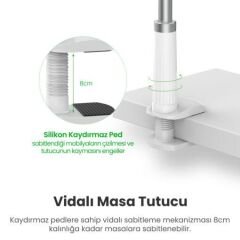 UGREEN 80906 LP113 360°8cm Masalara KadarAyarlanabilir Flexible Esnek Yatak Masa Telefon Tutucu 90cm