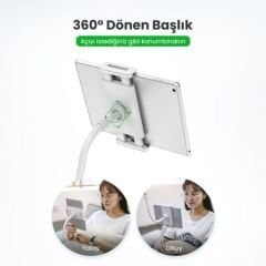 UGREEN 80906 LP113 360°8cm Masalara KadarAyarlanabilir Flexible Esnek Yatak Masa Telefon Tutucu 90cm
