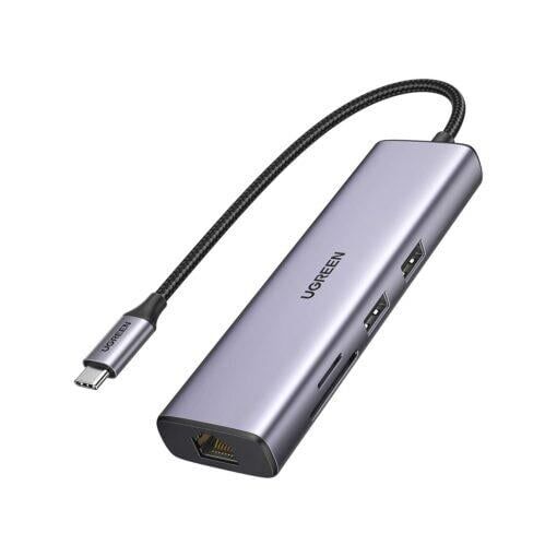 UGREEN 90568 7 in 1 1000Mbps Gigabit Ethernet HDMI Kart Okuyucu USB Çoklayıcı Hub Adaptör