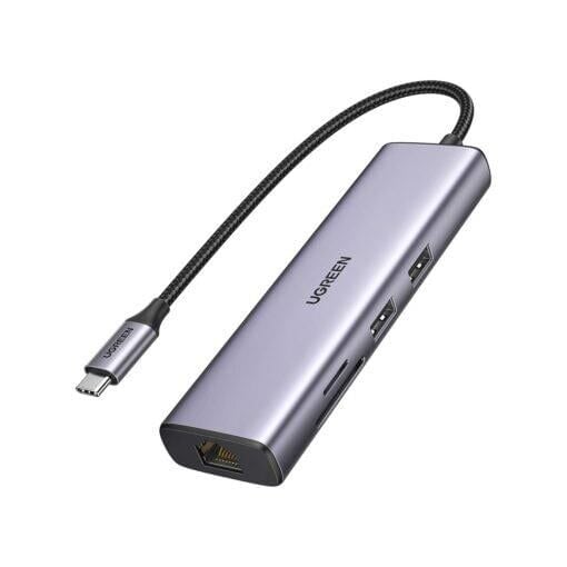 UGREEN 90568 7 in 1 1000Mbps Gigabit Ethernet HDMI Kart Okuyucu USB Çoklayıcı Hub Adaptör