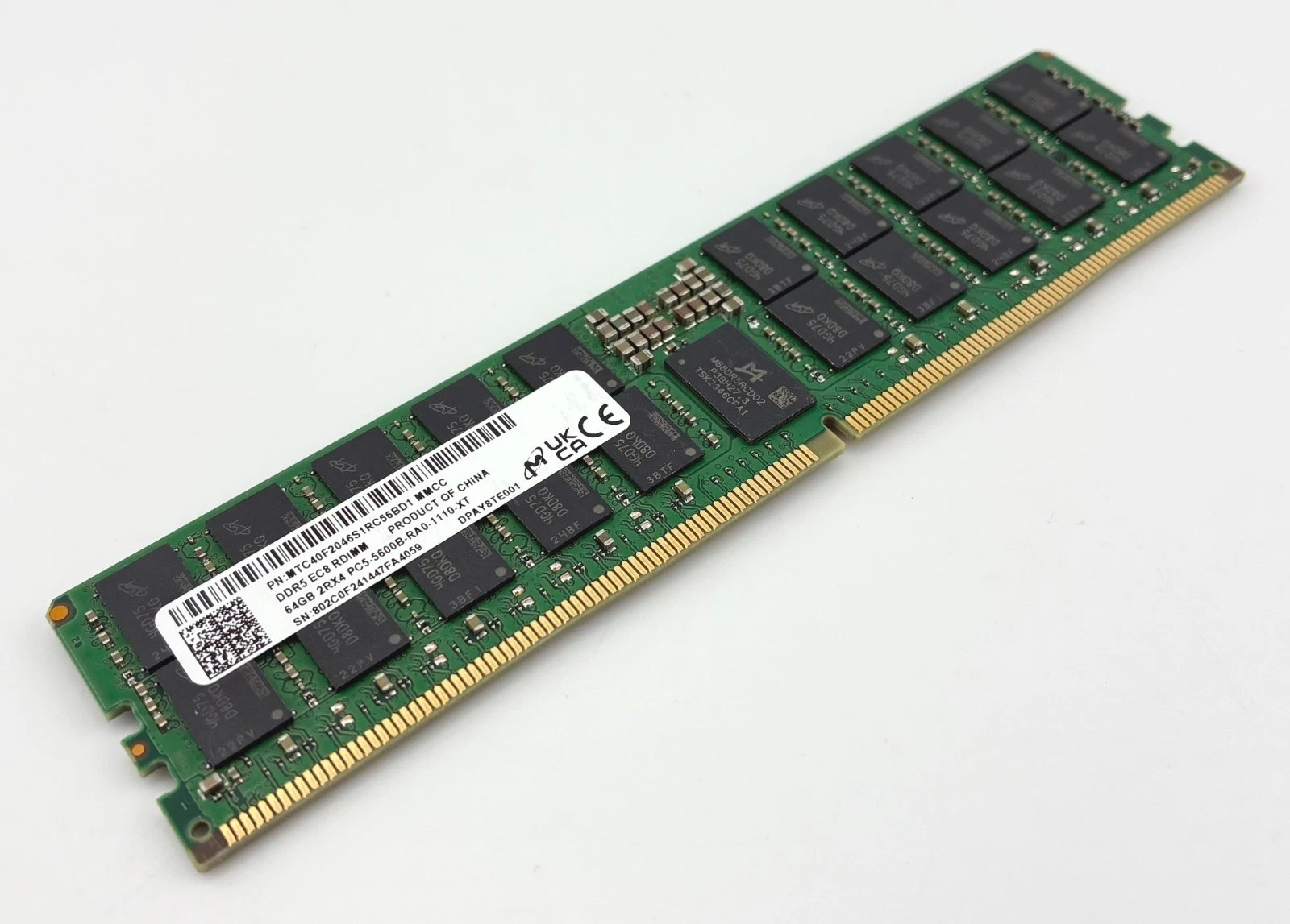 MİCRON 64GB DDR5 5600MHz 2Rx4 PC5-5600B EC8 RDIMM Sunucu Ram MTC40F2046S1RC56BD2