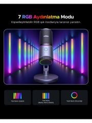 UGREEN 35629 CM769 ENC / DSP RGB Işıklı Oyun USB Masaüstü Mikrofon