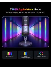 UGREEN 35629 CM769 ENC / DSP RGB Işıklı Oyun USB Masaüstü Mikrofon