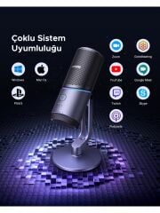 UGREEN 35629 CM769 ENC / DSP RGB Işıklı Oyun USB Masaüstü Mikrofon