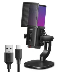 UGREEN 65629 CM581 DSP / ENC Gürültü Engelleme Özellikli RGB 7 Işıklı USB Masaüstü Mikrofon - 2