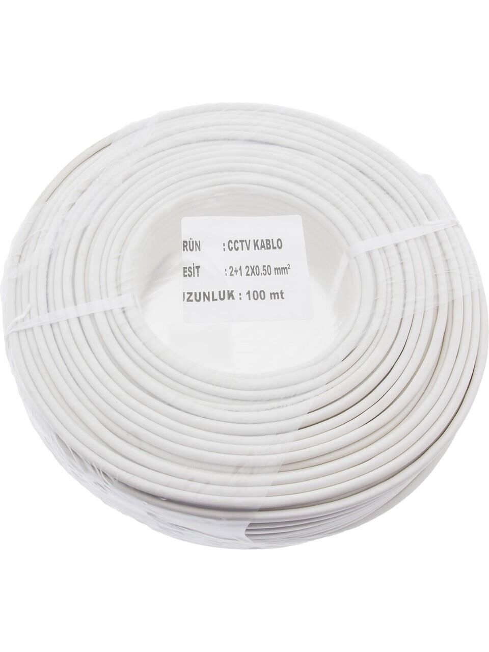 2x0.50mm 2+1 Beyaz CCTV Kamera Kablosu (Metre Fiyatı)