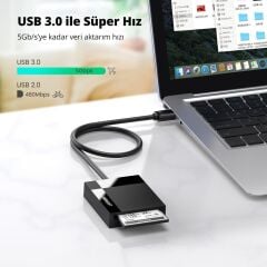 UGREEN 30333 CR125 4 in 1 USB 3.0 SD/TF Kart Okuyucu 5Gbps Hızlı Veri Aktarımı 4 Kart, Tek Okuyucu