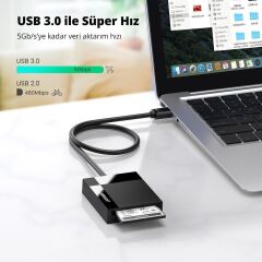 UGREEN 30333 CR125 4 in 1 USB 3.0 to 1xCF 1xMS 1xSD 1xTF 5GB/s Hızlı Veri Aktarımı Çok Fonksiyonlu Kart Okuyucu Gray 0.5metre