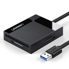 UGREEN 30333 CR125 4 in 1 USB 3.0 to 1xCF 1xMS 1xSD 1xTF 5GB/s Hızlı Veri Aktarımı Çok Fonksiyonlu Kart Okuyucu Gray 0.5metre