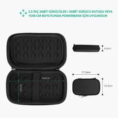 UGREEN 40707 LP128 Çift Katmanlı Koruma Darbe ve Suya Dayanıklılık 2.5¨ Harici Harddisk Küçük Sabit Disk Saklama Çantası Siyah (S)