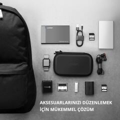 UGREEN 40707 LP128 Çift Katmanlı Koruma Darbe ve Suya Dayanıklılık 2.5¨ Harici Harddisk Küçük Sabit Disk Saklama Çantası Siyah (S)