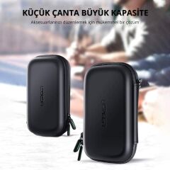 UGREEN 50274 LP128 Üç Katmanlı Darbe ve Suya Dayanıklılık 2.5¨ Harici Harddisk ve Powerbank Büyük Sabit Disk Saklama Çantası Siyah (L)