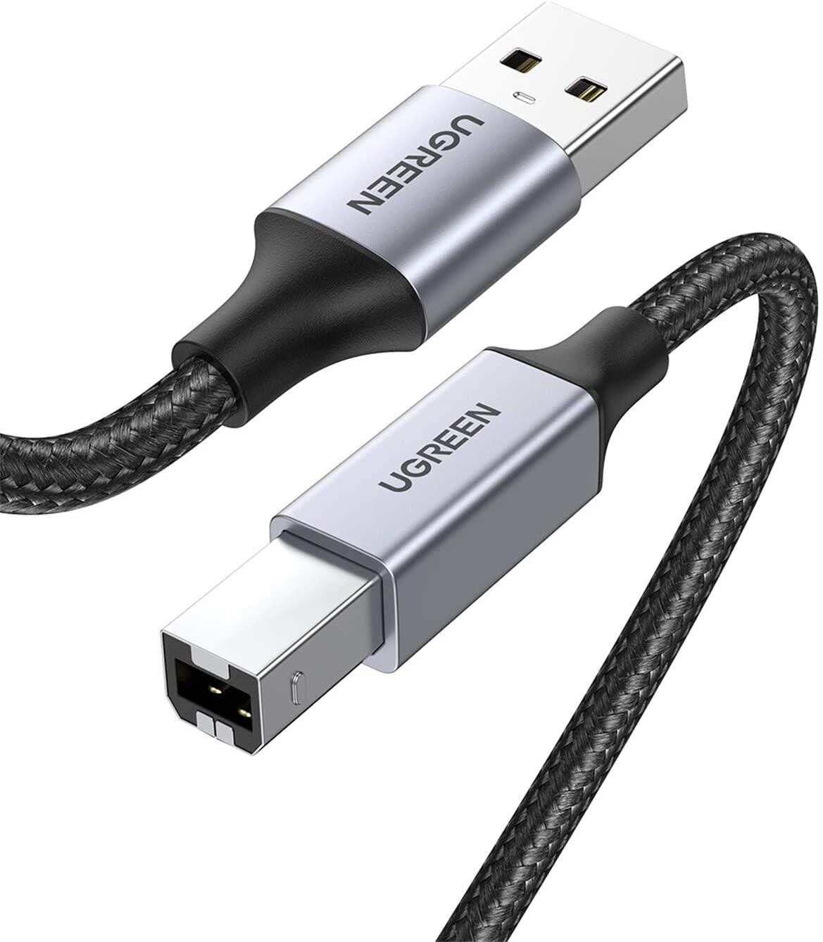 UGREEN 80802 US369 USB-A to USB-B 2.0 Örgülü Yazıcı Kablosu 1.5metre