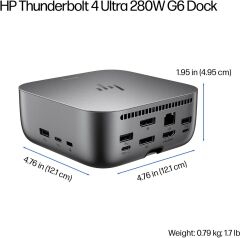HP AW5M5UT 280W 19.5 Volt 16.9 Amper USB-C G6 Thunderbolt 4 Ultra Docking Station Yerleştirme İstasyonu