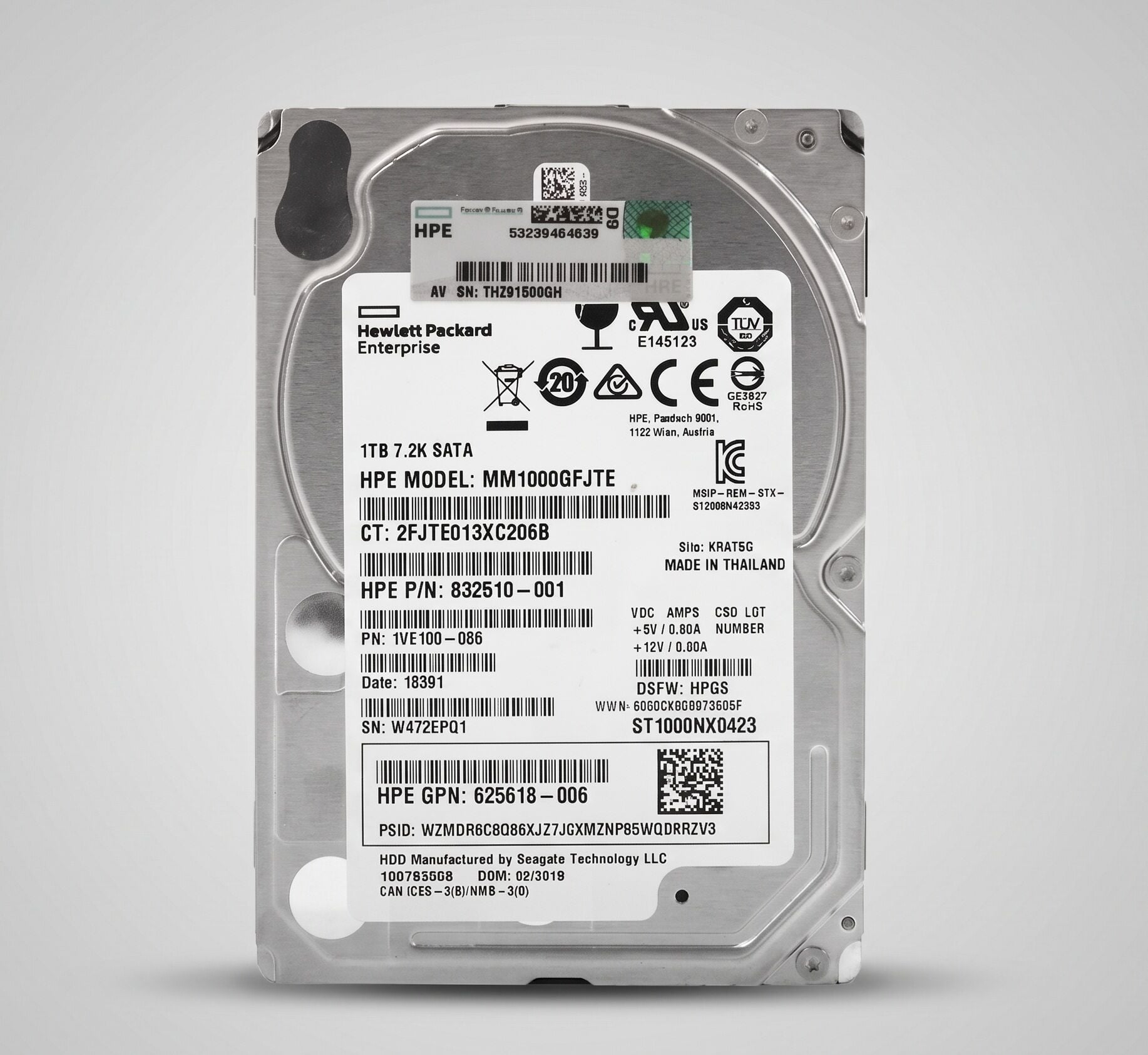 HPE 1TB 7.2K Sata 6Gbps 2.5'' Server Sunucu Harddisk MM1000GFJTE ST1000NX0423 832510-001 625618-006 1VE100-0
