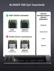 UGREEN 10903 CM400 USB-C 3.1 M.2 Sata NGFF SSD UASP Desteği 5GB/s Type-C Gen1 B-Key M+B Key Taşınabilir Sabit Disk Muhafazası