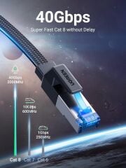 UGREEN 40173 NW190 CAT8 2000MHz 40GB/s Yüksek Ağ Hızı Flat Örgülü Yassı Ethernet Kablosu 5Metre - 2