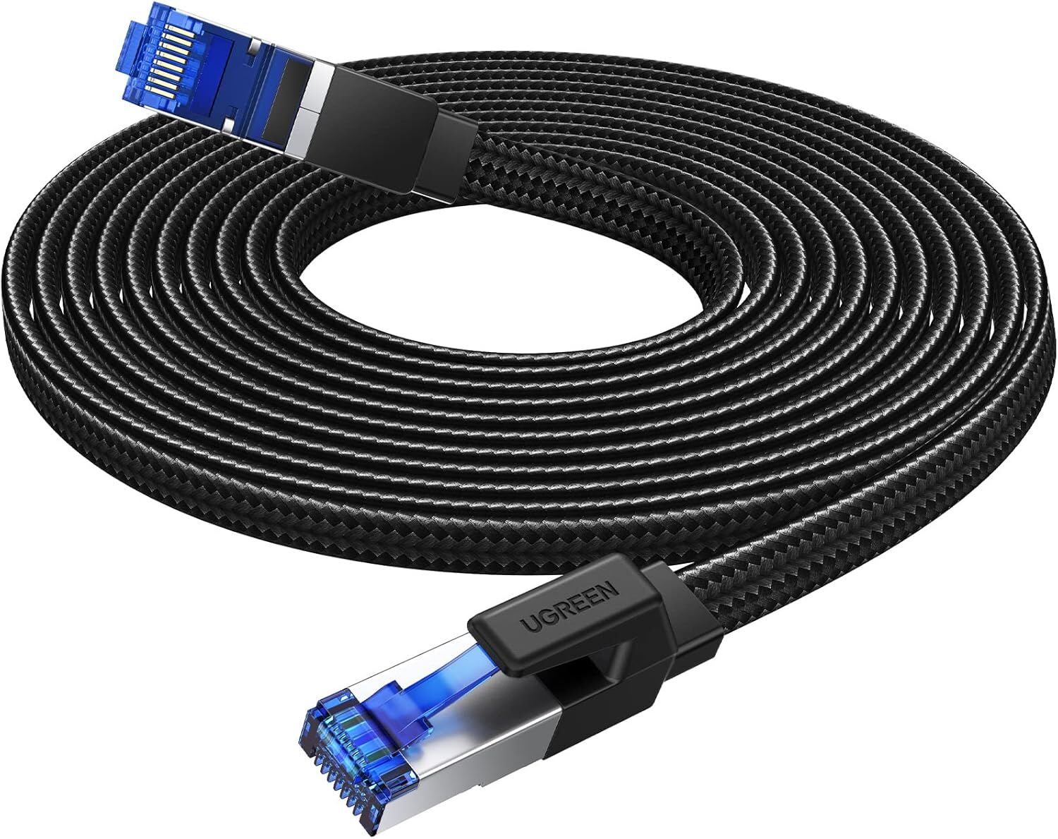 UGREEN 40173 NW190 CAT8 2000MHz 40GB/s Yüksek Ağ Hızı Flat Örgülü Yassı Ethernet Kablosu 5Metre