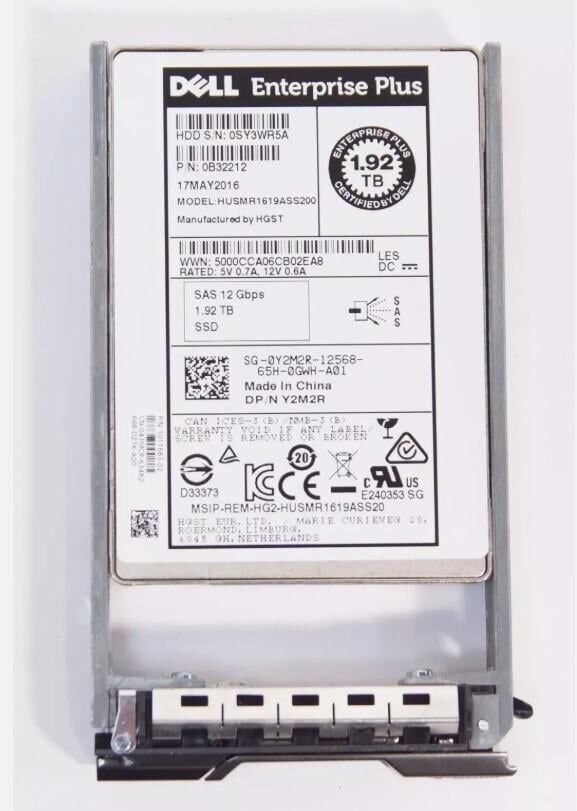 DELL EnterPrise Plus 1.92TB 12G SAS 2.5'' Server Sunucu SSD HUSMR1619ASS200 0B32212 Y2M2R