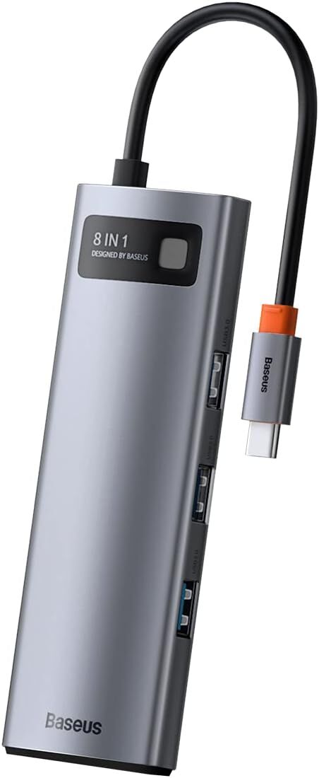 BASEUS Metal Gleam Series USB-C to 8 in 1 Çok Fonksiyonlu Bağlantı İstasyonu WKWG080113