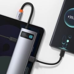 BASEUS Metal Gleam Series USB-C to 8 in 1 Çok Fonksiyonlu Bağlantı İstasyonu WKWG080113