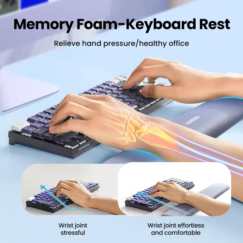 UGREEN 25248 LP669 435x70mm Klavye El Desteği Likra Elyaf Hafızalı Köpük Bulut Ergonomik Bilek Desteği