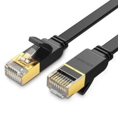UGREEN 11265 NW106 CAT7 10Gbps Yüksek Ağ Hızı U/FTP Flat Yassı Ethernet Kablosu Siyah 10Metre