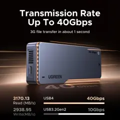 UGREEN 65727 D703 USB-C M.2 NVMe SSD 40Gbps Alüminyum Alaşımlı Kasa Muhafazası