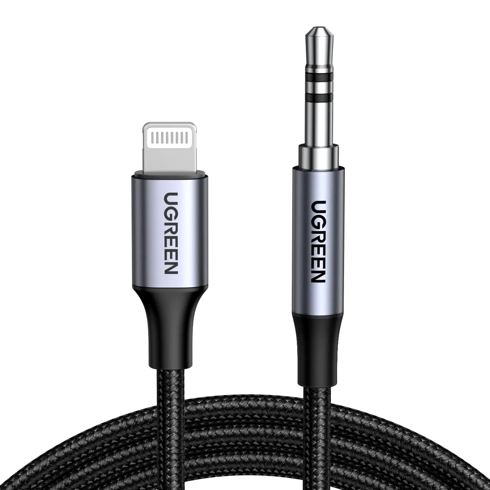 UGREEN 70509 US315 MFi Sertifikalı Lightning to 3.5mm Aux Stereo Ses Kablosu Örgülü 1 Metre