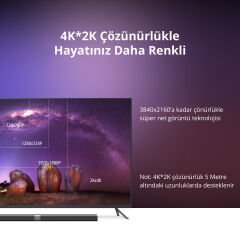 UGREEN 10114 HD104 3D UHD 4K HDR 18Gbps Yüksek Hızlı Ethernet ve HDMI 2.0 Kablosu Siyah 30Metre