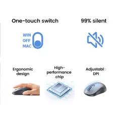 UGREEN 35900 M556 4000dpi 2.4GHz Sessiz Kablosuz Mouse Gri
