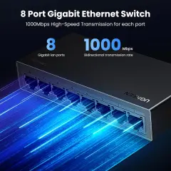 UGREEN 35499 CM834 8 Port 10/100/1000Mbps Gigabit Ethernet Switch PC+ABS Gövde - 2