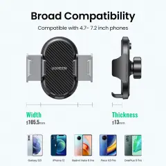 UGREEN 15061 LP405 Şelale Şeklinde Vantuzlu Araç Telefon Tutucu Siyah