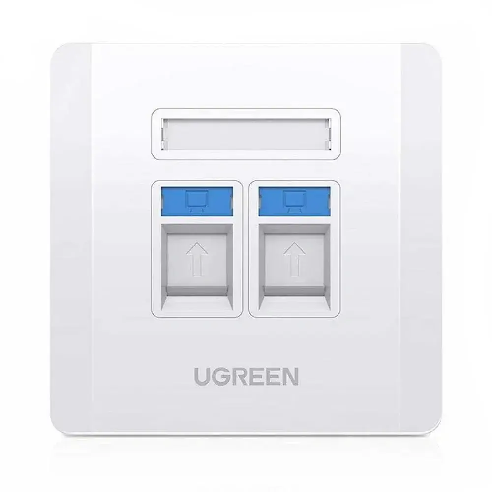 UGREEN 80182 NW144 Çift Portlu Bağlantı Noktalı Duvar Paneli Bilgi Paneli Beyaz