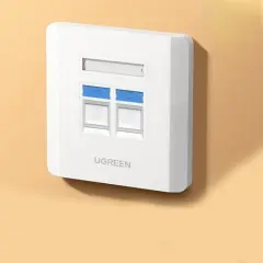 UGREEN 80182 NW144 Çift Portlu Bağlantı Noktalı Duvar Paneli Bilgi Paneli Beyaz
