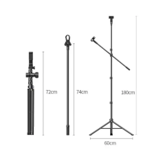 UGREEN 15646 LP679 4 -7.2 inc 72-180cm Profesyonel Yer Tipi Mikrofon ve Telefon Ayarlanabilir Tripod - 2