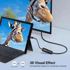 UGREEN 20134 Micro HDMI Erkek to HDMI Dişi Dönüştürücü Adaptör Kablo Siyah 22cm