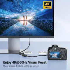 UGREEN 20134 Micro HDMI Erkek to HDMI Dişi Dönüştürücü Adaptör Kablo Siyah 22cm