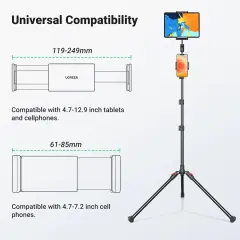 UGREEN 90235 LP377 4.7-7.2 İnç Ayakta Durabilen Canlı Yayın Tripodu Siyah 1.7 Metre