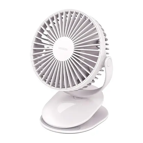 UGREEN 80907 LP308 Çok Fonksiyonlu Klipsli Şarj Edilebilir Ultra Sessiz Vantilatör Beyaz