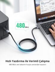 UGREEN 80804 USB-A to USB-B 2.0 Örgülü Yazıcı Kablosu 3metre