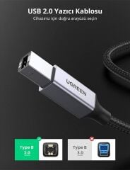 UGREEN 80804 USB-A to USB-B 2.0 Örgülü Yazıcı Kablosu 3metre - 2