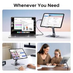 UGREEN 45860 LP894 4.7-13 inc Alüminyum Alaşımlı 360 Derece Döndürülebilir Masaüstü Telefon ve Tablet Tutucu