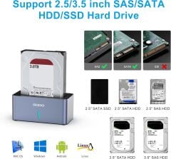 GODO GDPD03-SAS USB 3.0 2.5 - 3.5 inc SAS SATA HDD SSD Sabit Disk Bağlantı İstasyonu Docking Station - 2