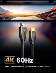 UGREEN 40412 HD118 HDMI Kablo 4K 18GB/s HDMI 2.0 Örgülü Görüntü ve Ses Aktarma Kablosu Siyah 5metre - 2