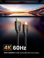 UGREEN 40412 HD118 4K/60Hz HDR/3D/ARC 18GB/s Yüksek Hızlı HDMI 2.0 Kablosu Örgülü 5metre - 2